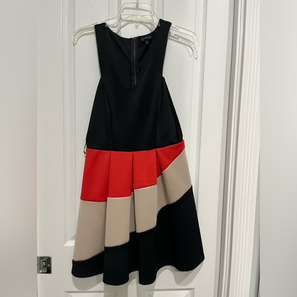 Black orange and tan dress sleeveless